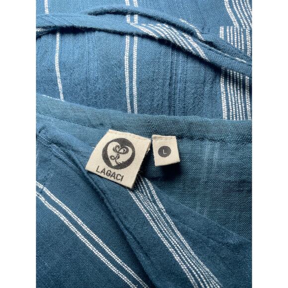 LAGACI NWT Blue & White Striped Beach Dress with Ruffle Hem Size - Large - Picture 5 of 5